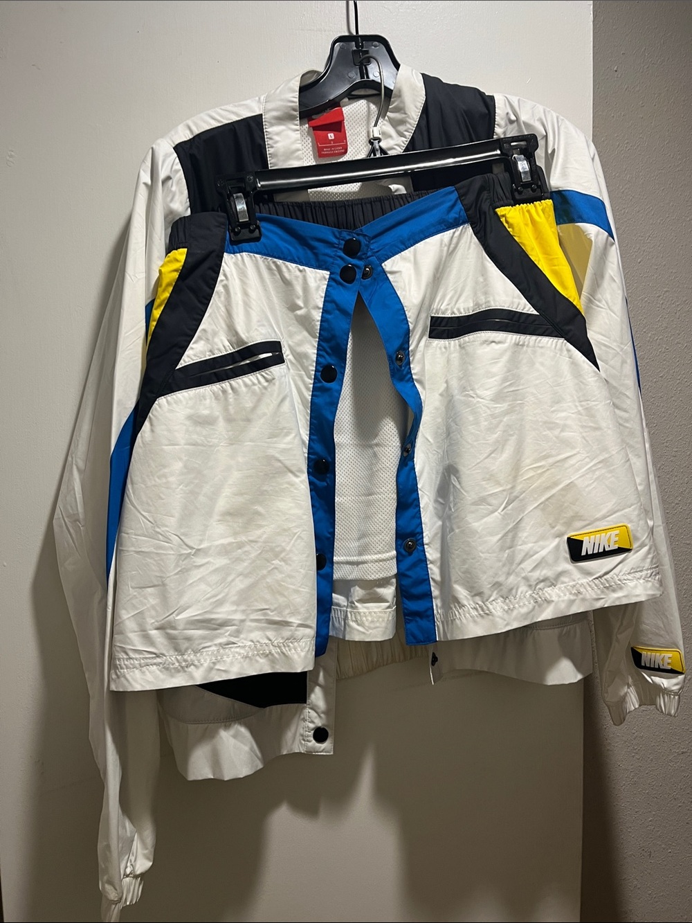 Nike White Varsity Jacket with skirt Blue, Yellow & Black Accents